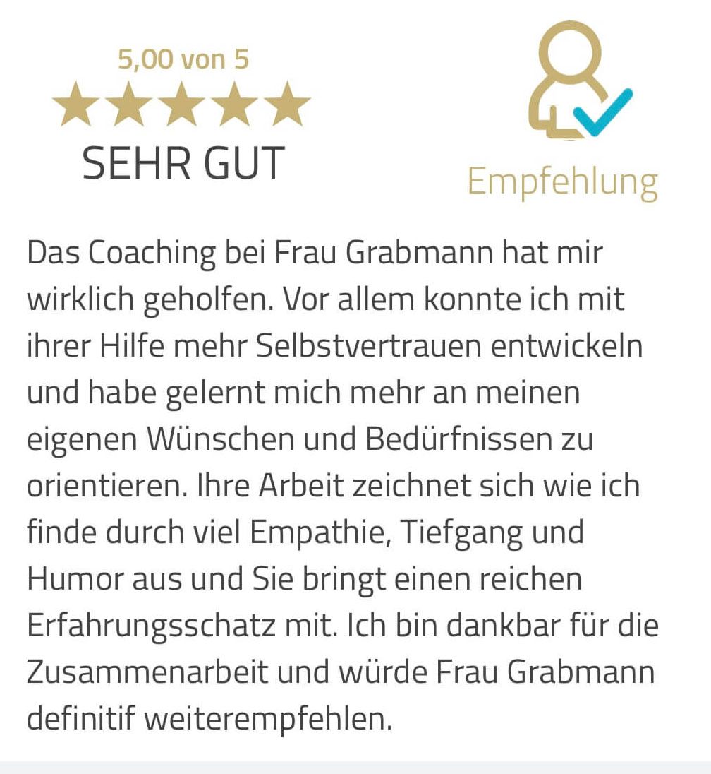 Positive Kundenrezensionen zu Milkica Grabmanns psychologischem und Businesscoaching für Frauen